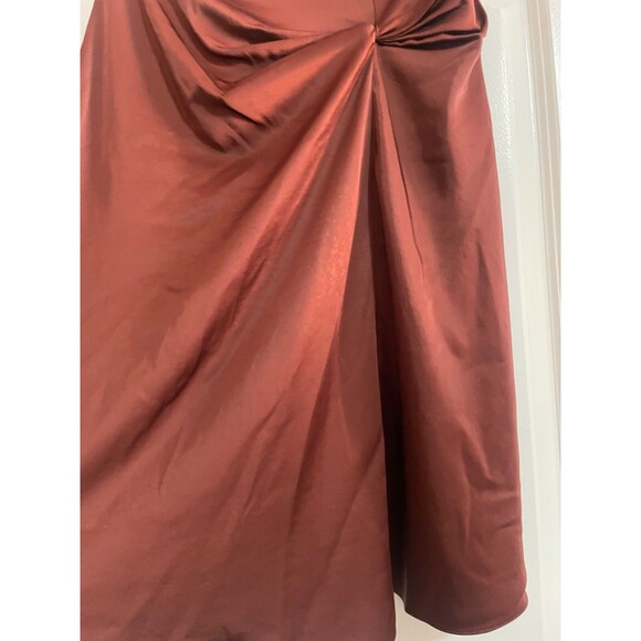 Theory Women’s Twisted Satin Midi Skirt size 6 NWT Brown Elegant Old Money - Picture 6 of 10